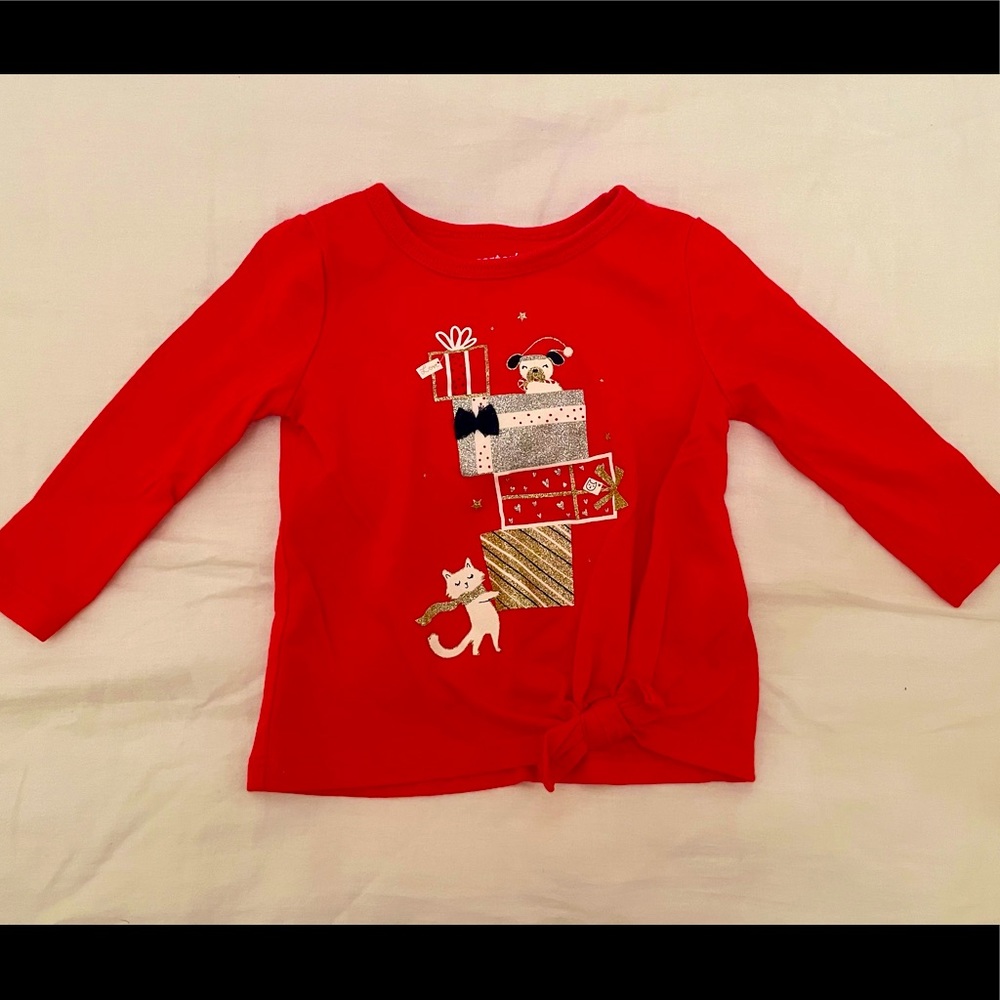 Carter’s baby girls LS Christmas shirt size 9m *RUNS SMALL*